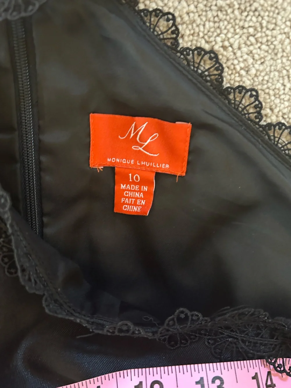 Monique Lhuillier ML Evening Hi-Low Black Mikado Gown halter lace - Picture 7 of 10